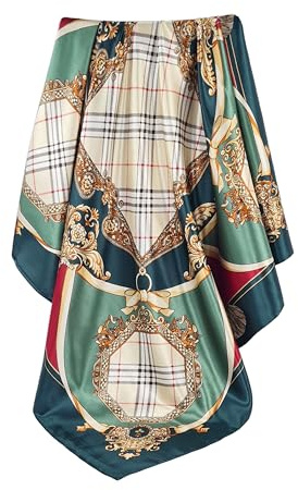 GLORIS Seidenschal Damen 90x90cm – Elegantes Quadratisches Seidentuch | Halstuch Satintuch Bandana Kopftuch Tuch | Geschenk für Damen Mode Accessoires