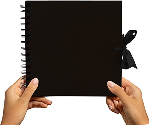 Styloo Small Scrapbook - DIY Scrapbooking Instax Mini Photo Album with 50 Black Papers - Perfect Photo Book for Wedding, Anniversary, Birthday, Travel, Friends, Baby and Gift (Small, Black)