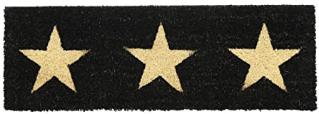 Relaxdays Fußmatte Kokos, Sterne, 75x25 cm, schmaler Türvorleger, innen & außen, rutschfest, wetterfest, schwarz/Natur