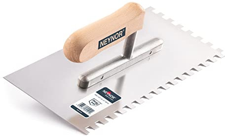 NEYNOR® Frattone Dentato 8 mm - Frattone in Acciaio Inox Dentato - Frattone in Acciaio Inossidabile - Frattone Dentata per Colla - Cazzuola Dentata in Acciaio Inox - Made in EU - 270 x 128 mm