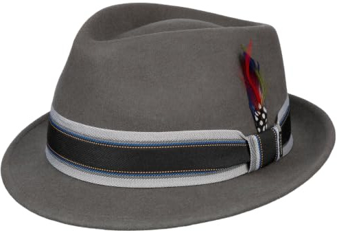Stetson Lancover Trilby Wollhut Einfarbiger Hut mit Ripsband Eleganter Filztrilby mit Baumwollfutter Wetterfest knautschbar Herren Herbst Winter grau XL (60-61 cm)