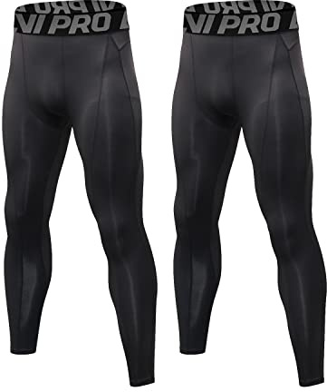 LNJLVI Leggings Sportivi Uomo a Compressione Running Pantaloni Calzamaglia ad Asciugatura Rapida(Nero-Nero,S)