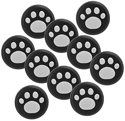 Daumengriffkappen, Daumengriffabdeckung mit Katzenpfotenmotiv, Joystick-Wippen-Silikonkappe, universell für Lite (weiße Krallen auf schwarzem Hintergrund)