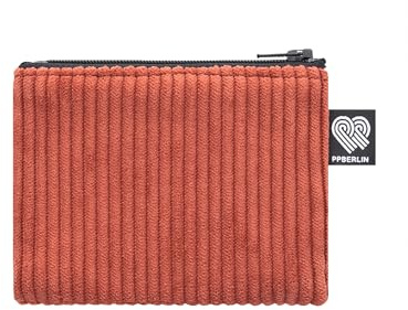 PP-Berlin Cord Etui klein Blutorange, Geldbörse und Mini-Tasche | 100 % recyceltes Material, vegan, ein Fach mit Reißverschluss