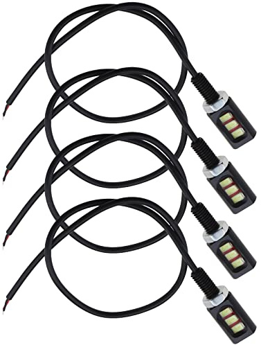 ECSiNG 4 x Motorrad-Kennzeichenbeleuchtung, 12 V, 3 LEDs, universal, für Auto, Motorrad, Nummernschildlampe, Schraubenlicht, Motorradzubehör, Motorradteil (weißes Licht)