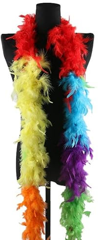 Regenbogen Federboas, Basteln Verkleidung Zubehör, Flauschige Mehrfarbige Federboa, Partyzubehör für Tanzen Hochzeit Dress Up Halloween Kostüm Dekoration (A)