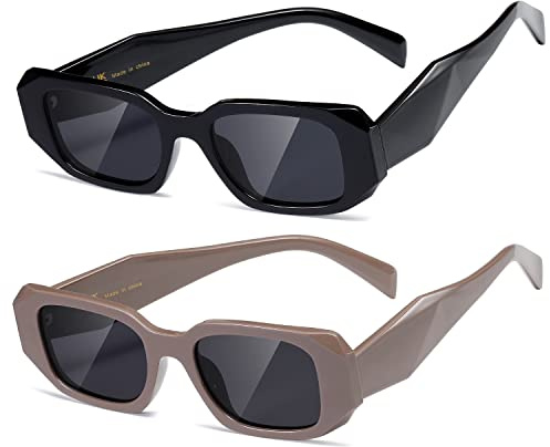 kimorn Rechteck Sonnenbrille für Frauen Männer Trendy Retro Trendy Sonnenbrille 90's Vintage Square Frame