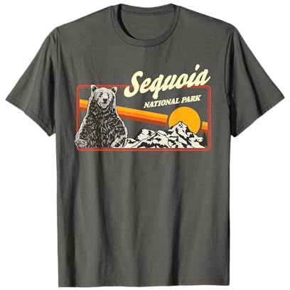 Sequoia National Park Vintage Bear Grafica Maglietta