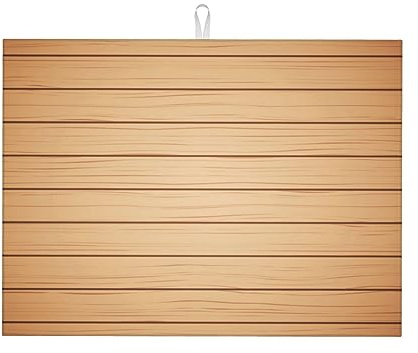 Bamboo Board Texture Draining Mat Quick-Drying Dish Drainer Board Mat Dish Drying Mat Non-slip Dish Drying Mat for Kitchen Counter Sink Tabletop Dish Accessories (60 X 45cm)