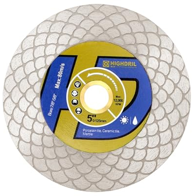 HIGHDRIL Disco Diamante Porcelanico 125mm - En Abanico Doble Uso Lateral Disco de Corte y Desbaste para Cerámica Porcelánico Mármol Piedra Artificial Granito