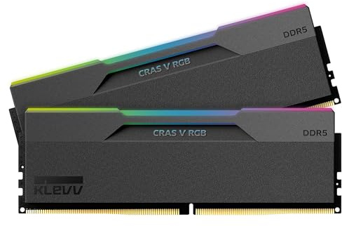 KLEVV CRAS V RGB DDR5 64GB (2x32GB) 6400MHz CL32 1.35V Gaming Desktop Ram Memory SK Hynix Chip XMP 3.0 / AMD EXPO Ready – Nero (KD5BGUA80-64A320G)