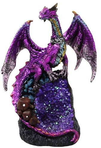 MystiCalls Lila Drache auf Kristallfels - Drache Figur Fantasy Figur