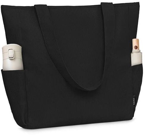 HOMESPON Cordury Tote Bag Große Umhängetasche mit Reißverschluss und Taschen für Reisen Fitnessstudio Urlaub