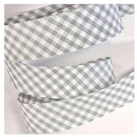 Schrägband, 5 m x 30 mm breit, Baumwolle, Gingham-Muster, 5 m, einzeln gefaltet, Einfassung, Quilten, Nähen, Wimpelkette, Handwerk, Polster, Paspeln und Kleidungsstücke. Verkäufer aus Großbritannien