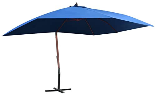 ShGaxin Ampelschirm mit HolzMast, Balkon Sonnenschirm, Marktschirm, Garten, Balkon Schirm, Sonnen Schirme, Balkonschirm, 400×300 cm Blau