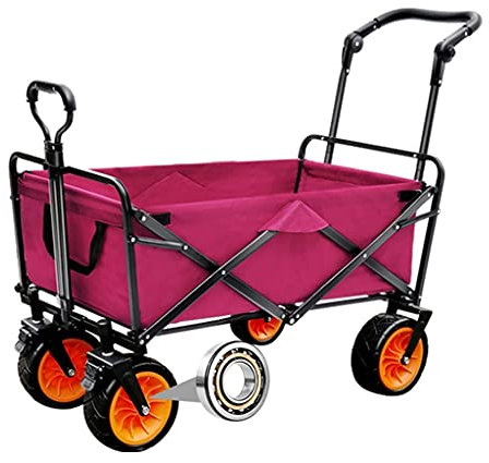 CRBUDY Chariot Utilitaire Pliable d'extérieur, Chariot de Transport Pliable de Jardin, Chariot de Transport extérieur Portable avec Frein et poignée de réglage, Grande capacité, Charge 80