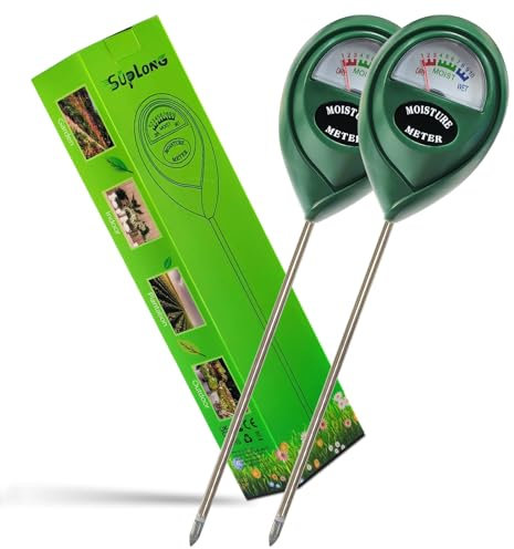 Suplong Feuchtigkeitsmesser für Pflanzen - Präzises Boden Feuchtemesser für Garten, Innen & Außen Pflanzen, Rasen, Bauernhof - Keine Batterie Erforderlich (2, Grün)