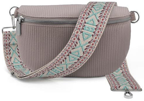 Artvall - Umhängetasche Cord Tasche Handtasche weiche Cordtasche Bauchtasche Klein mit Schultergurt Design Taschenband abnehmbar verstellbares Riemen Crossbody Bag Hüfttasche Damen mit Reißverschluss