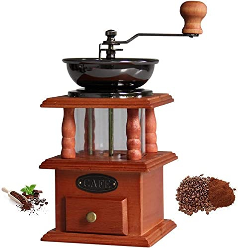 SnamicE Molinillo de café Manual, Cepillo de Limpieza de café en Polvo, con ajustes de molienda y cajón de Captura, Molinillo de café Manual de Estilo clásico Vintage