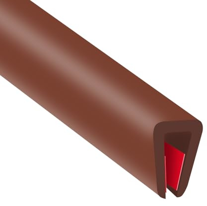 Bordure de bord en caoutchouc, bordure flexible pour bords tranchants, protection de bord en U de 3 mm, protection de bord autocollante pour contreplaqué et pièces en tôle, longueur 6 m, marron