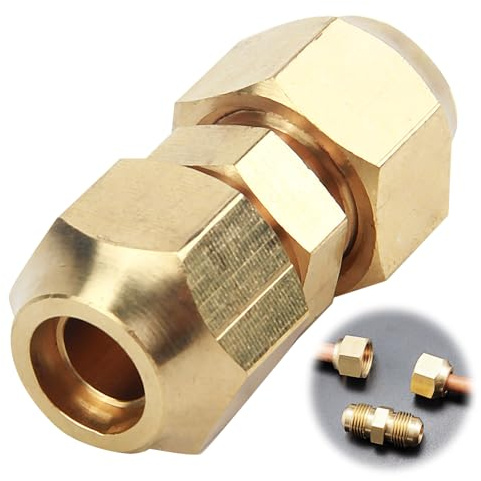 Estensione tubo di rame per aria condizionata, set di nippli 3/8 (9,53 mm) condizionatori d'aria in rame, saldatura libera, testa intermedia con dadi in ottone