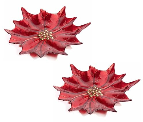 Gruppo Maruccia - Piatti in Vetro a Forma di Stella di Natale Rossa - Set da 2 - Idea Regalo