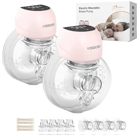 Revolutionäre milchpumpe elektrisch tragbar 202G,Milchpumpe Elektrisch mit 12 Stufen 4 Modi,optimaler Komfort mit Timer 21 mm/24 mm (Rosa 2 Stück)