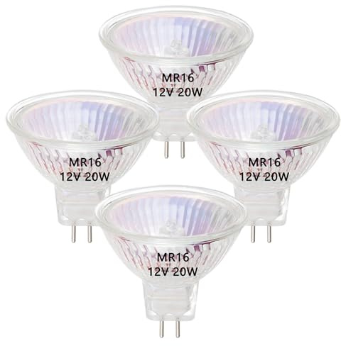 VINBE MR16 Halogen Light Bulbs, 20W 12V MR16 GU5.3 Halogen Spot Bulbs Lamp, Warm White,Pack of 4