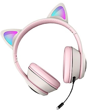DOITOOL Casque De Jeu À Oreilles De Chat Pilote De 40 Mm Rvb Confortable Éponge Élastique Réduction du Bruit Microphone