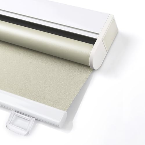 Sh000ad Tenda a Rullo Oscurante Senza Fori,Tende a Rullo con Sistema a Molla,Tende Avvolgibile in Poliestere Isolante Termico per Finestre,Personalizzate,Larghezza x Altezza (130cm x 140cm,Beige)