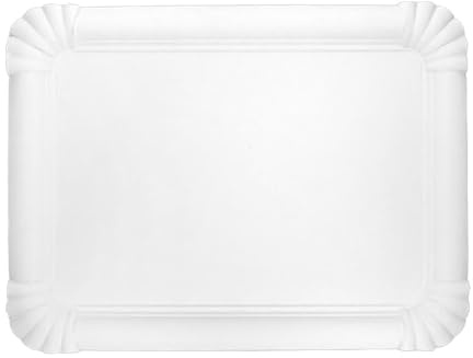Monouso | 50 Bandeja de Cartón Blanca 18×24 cm | Rectangular Compacta | Resistente al Aceite y Calor | Ideal para Degustaciones y Catering | Pack de 50 Unidades