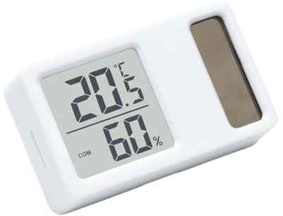 NOLOWY Thermomètre hygromètre à énergie solaire de petite taille pour bureau numérique de la température et de l'humidité pour la maison