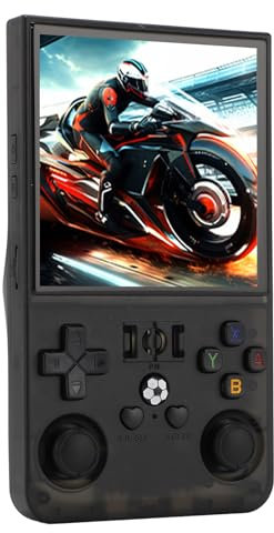 Handheld Spielekonsole, Tragbare Videospielkonsole mit Doppelten 3D Joysticks, 4000 mAh 4 Zoll IPS Bildschirm (64GB)