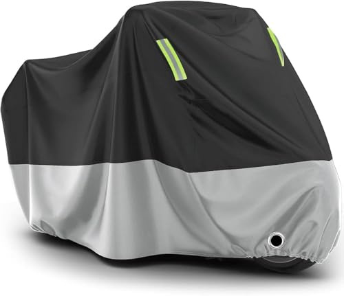 PREZ Motorcycle Cover for KAWASAKI VN1500 VN800 EN500 Vulcan VN 1500 800 VN-15 SE, Indoor Outdoor Waterproof Breathable Motorbike Protection Cover with Reflective Strips and Lock Hole