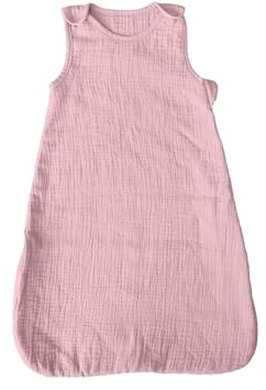 Promo Linge Baby-Schlafsack ohne Ärmel, aus 100 % Baumwollgaze, bequem und praktisch, mit seitlichem Reißverschluss (Rosa, 50 x 90 cm)