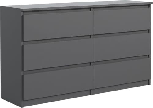 meble masztalerz Kommode 120 cm Breit - Modernes Sideboard - Schrank mit 6 Schubladen - Schubladenschrank - Kommodenschrank für Wohnzimmer, Flur, Schlafzimmer - Anthrazit 120x78,5x39 cm