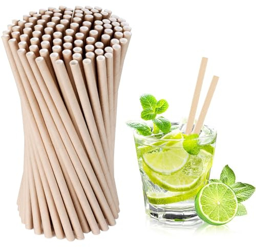 Papierstrohhalme, Strohhalme Papier Durchmesser 6 mm 19,7 cm,Trinkhalme, Paper Straws, Geeignet für Cocktails, Kaffee und Feiern 100 Stück, (Braun)