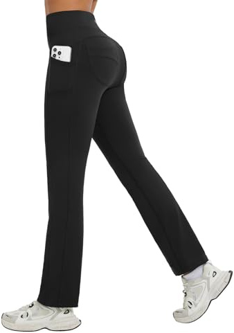 baleaf Women's Fleece Lined Yoga Pants Straight Leg Thermal Trousers with Pockets Water Resistant Hiking Black XL