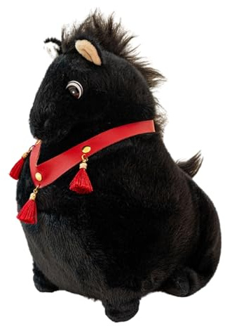 champracer Kuscheltier Pferd Plüsch Pferd Spielzeug Plüschpuppen Wurfkissen Simulation Tier Puppe Kissen Geschenk für Kinder Jungen Mädchen (33cm,Schwarz)