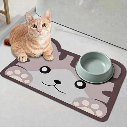 JanYoo 60 X 40cm Napfunterlage Hund Katzen Groß, Futternapf Unterlage rutschfeste Saugfähige Katzennapf Futtermatte Katze Hundenapf Matte Futterunterlage für Hunde und Katzen