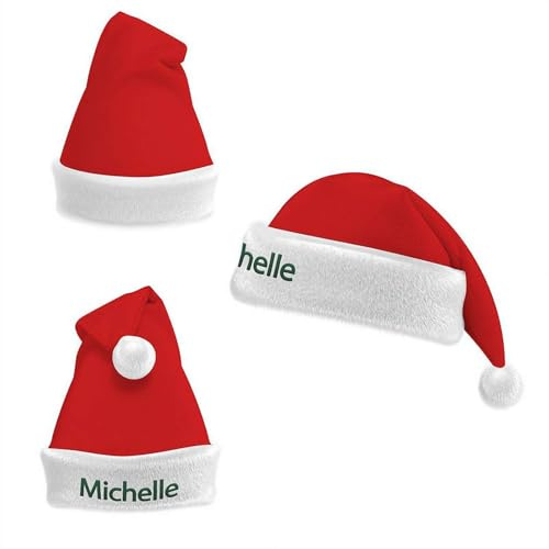 Personalisierte Weihnachtsmützen – individuelle rote Weihnachtsmannmützen mit Namen für Erwachsene und Kinder, weiche Urlaubsmütze für Weihnachten und Neujahr, Feiertagsparty-Zubehör