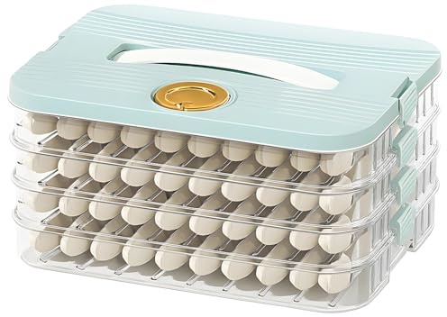 Porta galletas con cuatro capas, asa y tapa, soporte móvil para postres para eventos, caja de almacenamiento transparente con temporizador, plástico azul