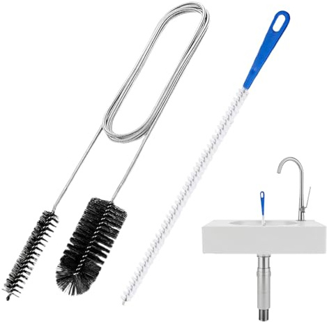Cepillo para Desatascar Desagües, Juego De 2 Cepillos Flexibles para Tuberías, Destapador para Mangueras, Bajantes, Grietas, Alcantarillado, Baños, Duchas, Bañeras y Mantenimiento de