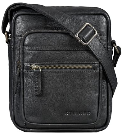 STILORD Rayo Kleine Herrenhandtasche Leder Umhängetasche Herren Ledertasche Klein Vintage Männerhandtasche zum Umhängen Crossbody Schultertasche Echtleder Messenger Bag Farbe:schwarz