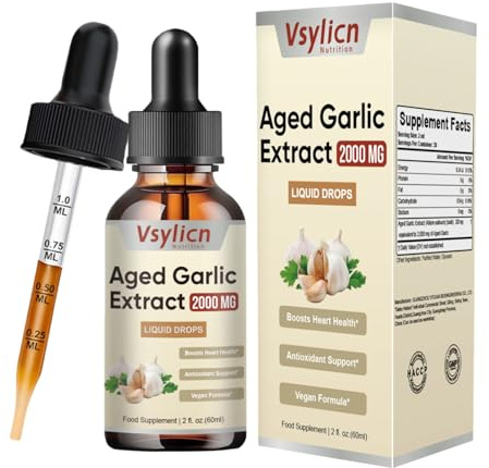 Odourless Aged Garlic Extract Drops, Blood Pressure Support | 60ml Black Garlic Capsules Alternative | High Strength 2000mg | Antioxidant & Cholesterol Support | Cardiovascular & Immune System