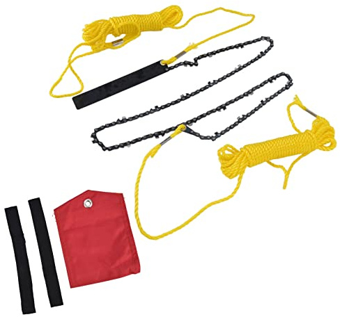 HERCHR Scie à Fermeture éclair à Main, 48 Pouces, 63 Dents, scie à chaîne à Corde à Main, Haute dureté, poignée Confortable, Outils de tronçonneuse de Poche Pliables pour la en extérieur