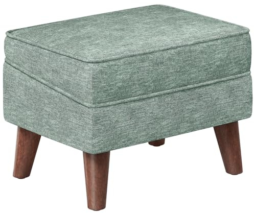 EOSVALO Sitzhocker mit Stauraum 30x40x28cm Grün 113kg | kleiner Polsterhocker aus Leinen, mit Holzbeine, für Schlafzimmer, Flur und Wohnzimmer