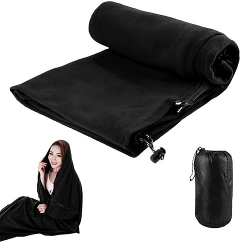 Schlafsack 180x82 cm Fleece - Hüttenschlafsack für Frühling & Sommer - 2-Wege-Reißverschluss - Koppelbar zum Doppelschlafsack - Weich Waschbar - Grau Schwarz Blau Rot