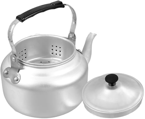 CATIEBYE Tetera de Aluminio con Filtro Incorporado Capacidad 1l Diseño Retro Lavado Tetera Confiable para Hogar Restaurante y Camping con Asa Cómoda para Infusión de Té y Café