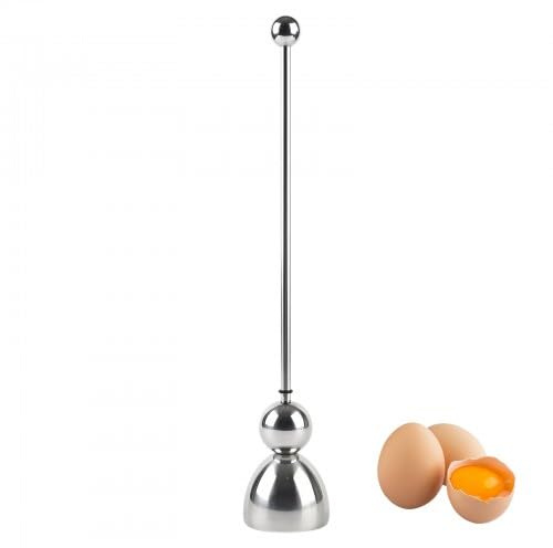 Premium Stainless Steel Egg Cracker Topper - Boiled Egg Cutter and Egg-Shell Remover Tool for Soft and Hard Boiled Eggs - Easy to Use Egg Opener with Extended Handle
